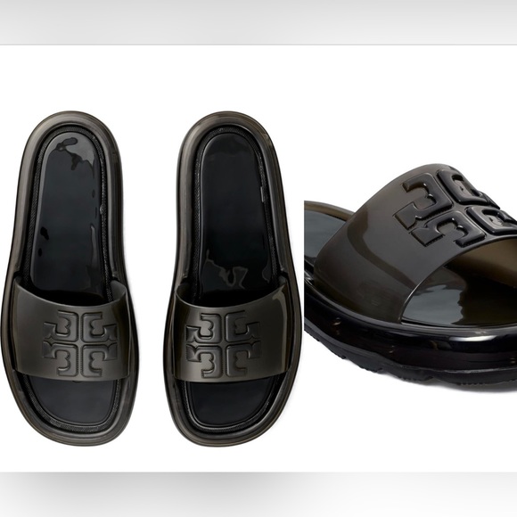 Tory Burch Shoes - TORY BURCH Clear Bubble Jelly Flat Sandals Black